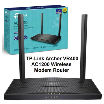 TP-Link Archer VR400 AC1200 Wireless MU-MIMO VDSL/ADSL Modem Router, 300+867 Mbps Dual Band WiFi Booster, Full Gigabit Ethernet Ports Mesh Router - Imported from UK